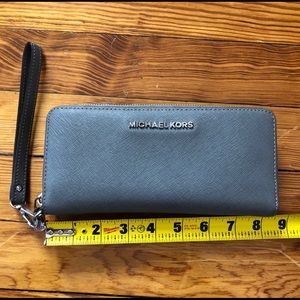Michael Kors gray leather wallet/wristlet